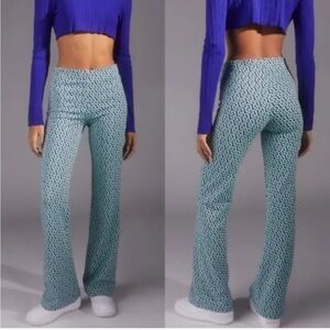Urban Outfitters Bryn Flare Teal Navy Geometric Pant Small